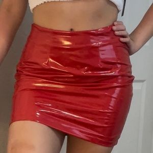 Red faux leather skirt small 4-6